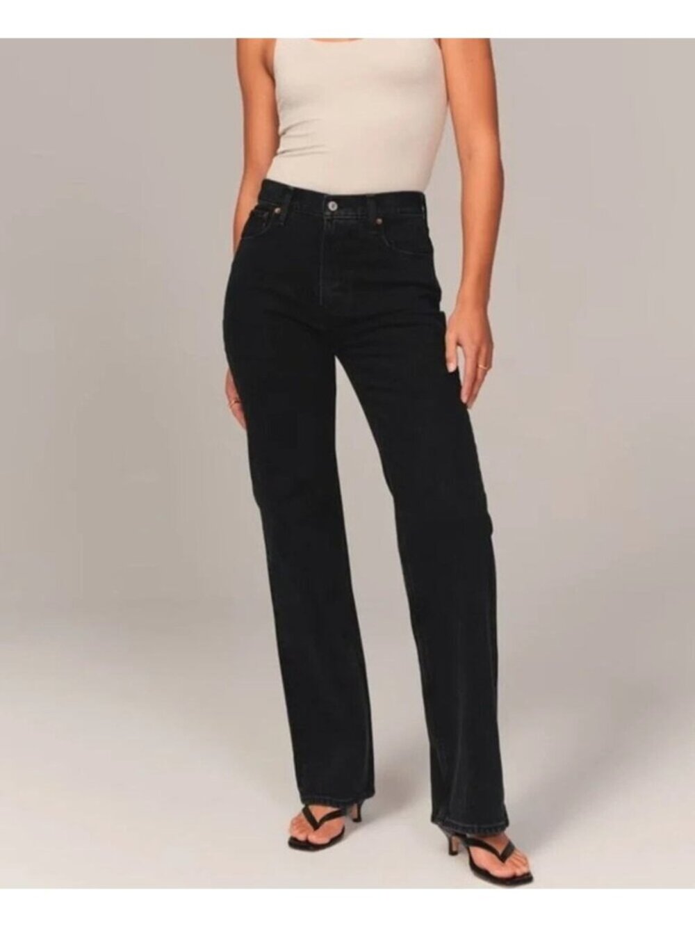 NWT ABERCROMBIE & FITCH Curve Love 90's Relaxed High Rise Jean Size 25 LONG